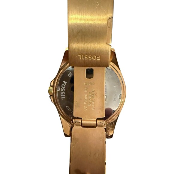 Fossil Riley Purple Crystal set Dial Rose Gold tone Steel Ladies Watch Read - Picture 4 of 5